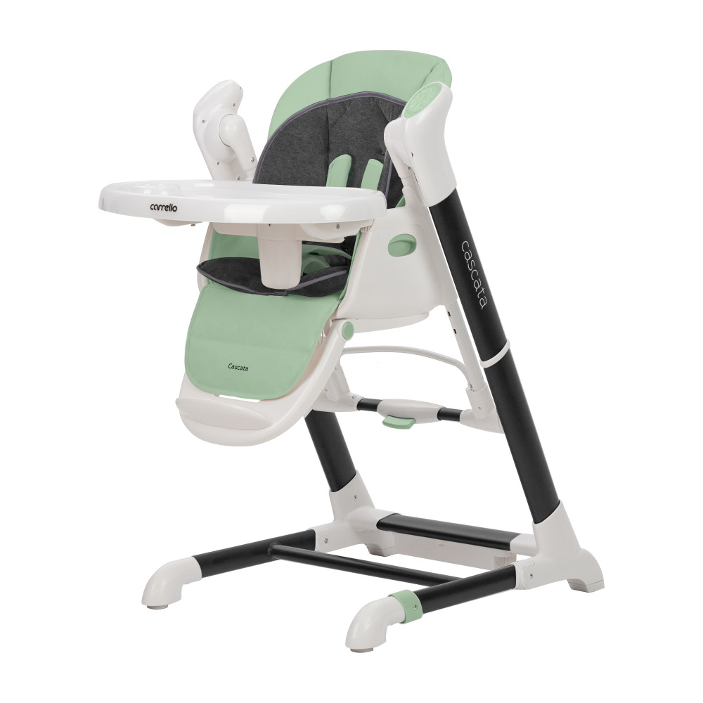 Carrello Cascata CRL-10303/1 - стільчик для годування, шезлонг для новонароджених, гойдалка з функцією автоматичного заколисування (живлення від мережі, керування з телефону через додаток, таймер) • Tropical Green