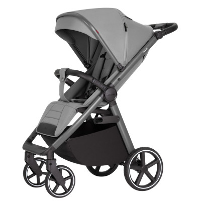 Carrello Bravo SL 2025 Deluxe CRL-5520 - всесезонная прогулочная коляска с большими колесами, защита от сползания, ручка регулируется по высоте, удобно складывается • Shuttle Grey