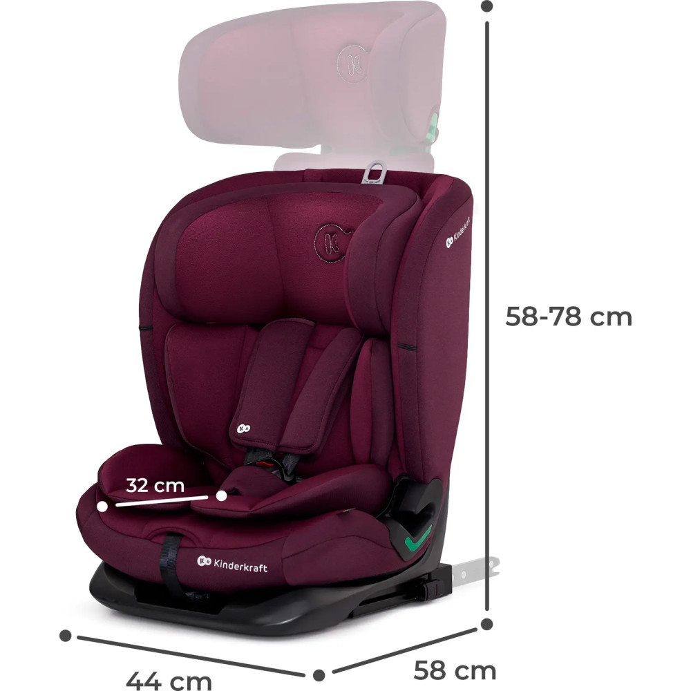 Kinderkraft Oneto3 i-Size - автокрісло для дітей (від 15 місяців до 12 років) • Cherry Pearl (KCONE300RED0000)