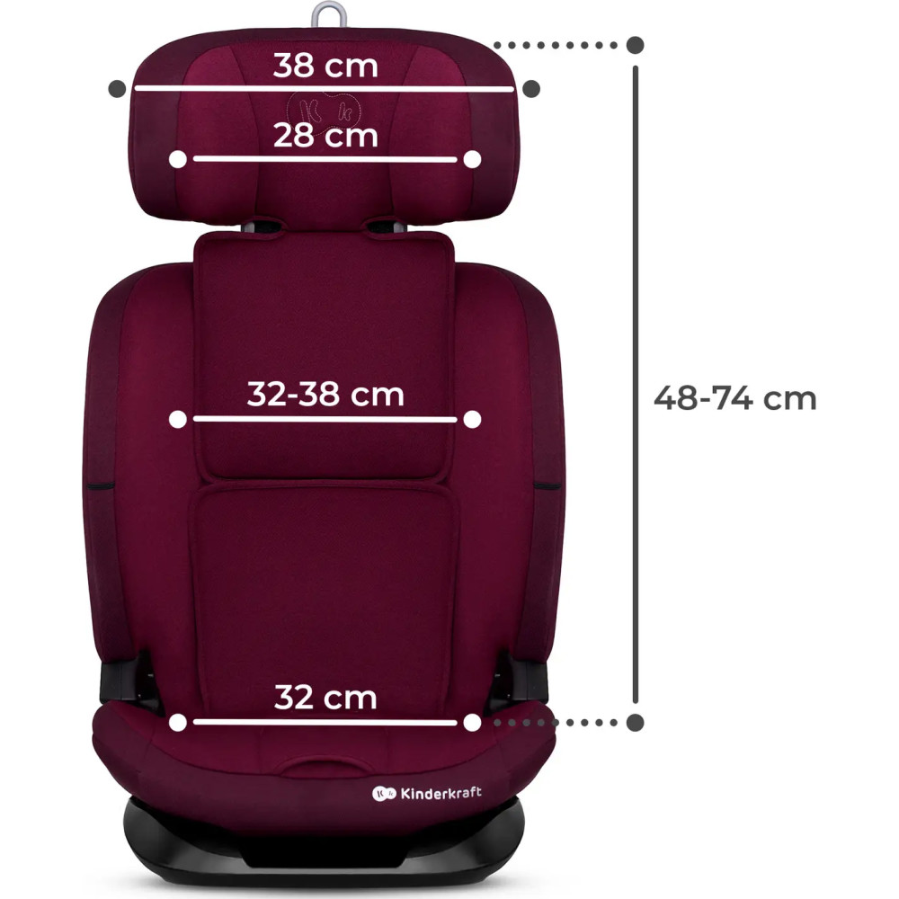 Kinderkraft Oneto3 i-Size - автокрісло для дітей (від 15 місяців до 12 років) • Cherry Pearl (KCONE300RED0000)