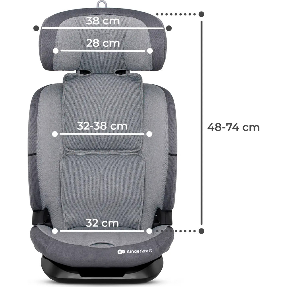 Kinderkraft Oneto3 i-Size - автокресло для детей (от 15 месяцев до 12 лет) • Cool Grey (KCONE300GRY0000)