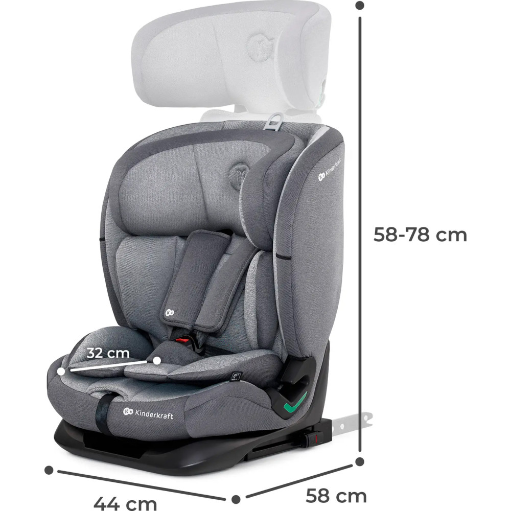 Kinderkraft Oneto3 i-Size - автокресло для детей (от 15 месяцев до 12 лет) • Cool Grey (KCONE300GRY0000)