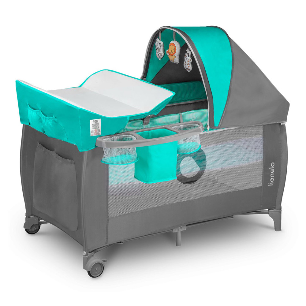 Детский манеж-кроватка Lionelo Sven Plus Grey Turquoise