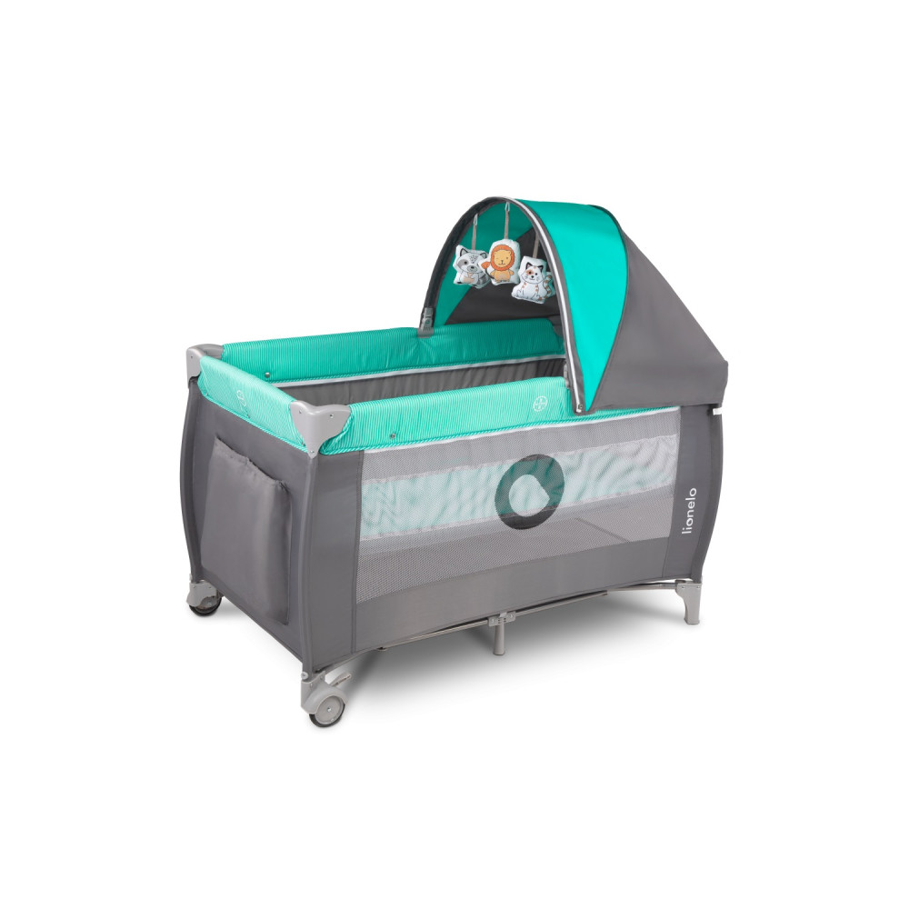 Детский манеж-кроватка Lionelo Sven Plus Grey Turquoise
