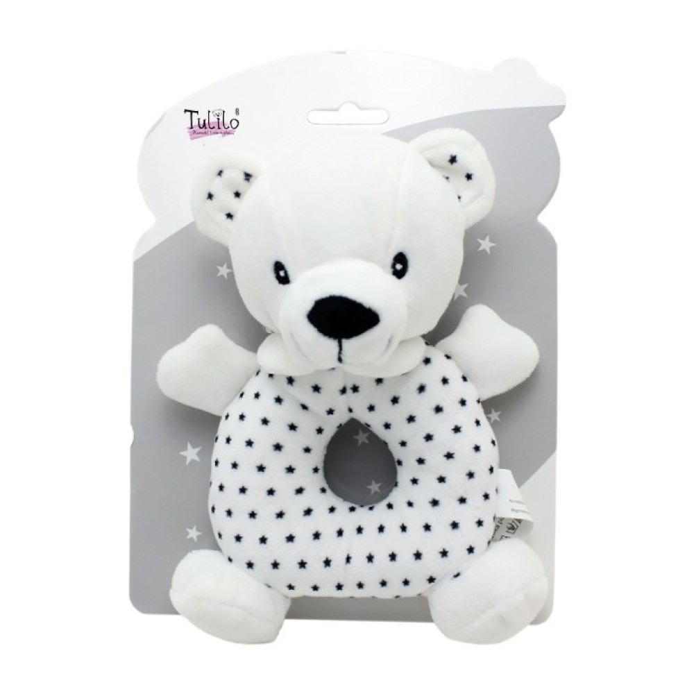 Погремушка плюшевая Tulilo Мишка, белый (9138)