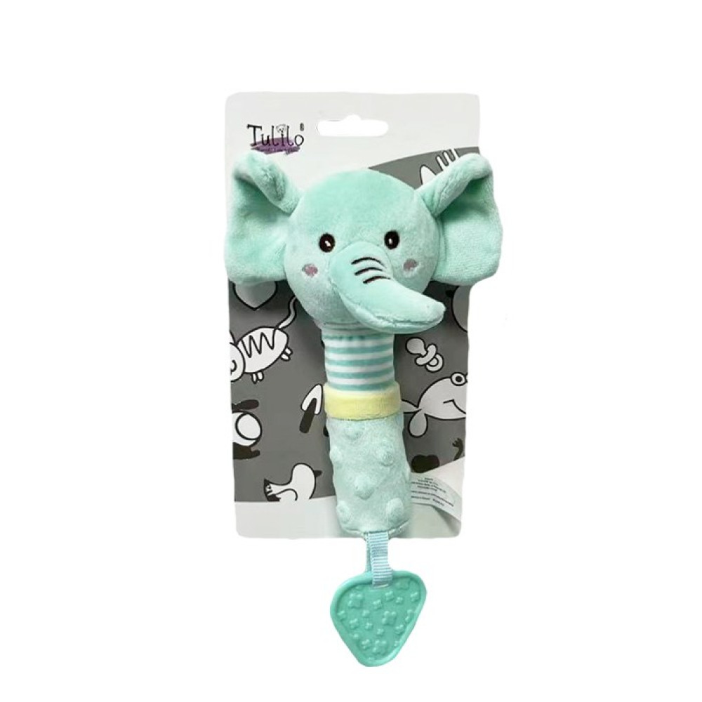 Погремушка-пищалка с прорезователем Tulilo Слоник, мятный (9236)