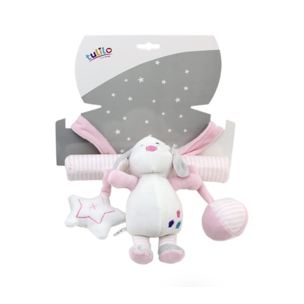 Подвесная игрушка с погремушкой и звоночком Tulilo Щенок, розовый (11/5007/4)