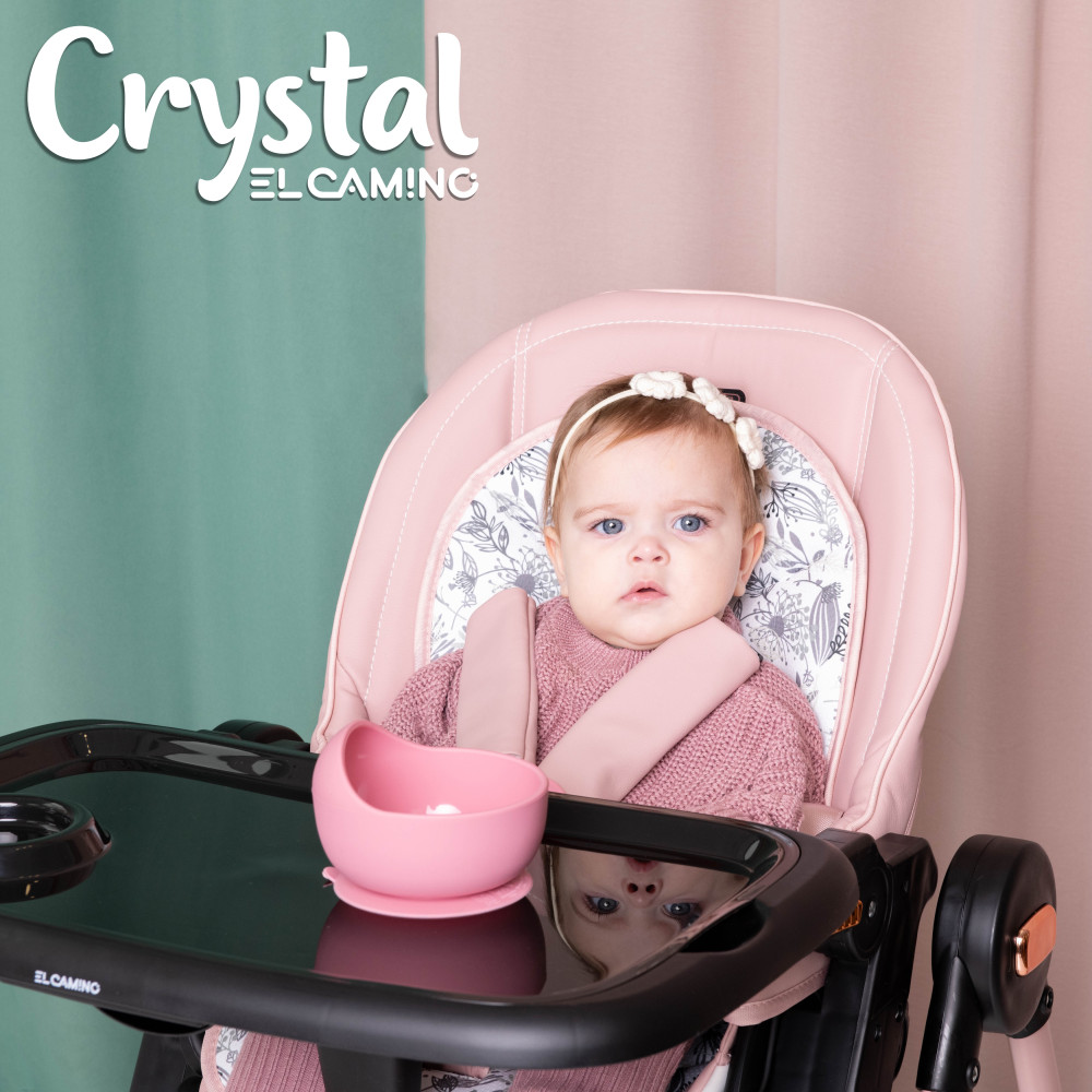 El Camino Crystal ME 1037-B - стільчик для годування на колесах (чохол з екошкіри, м'який матрацик, захист від сповзання) • Rose Gold El Camino Crystal ME 1037-B - стільчик для годування на колесах (чохол з екошкіри, м'який матрацик, захист від сповзання) • Rose Gold