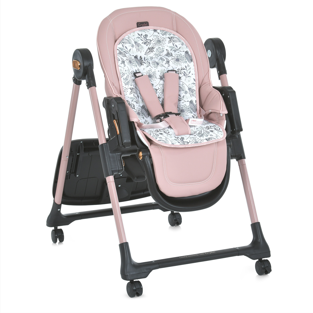 El Camino Crystal ME 1037-B - стільчик для годування на колесах (чохол з екошкіри, м'який матрацик, захист від сповзання) • Rose Gold El Camino Crystal ME 1037-B - стільчик для годування на колесах (чохол з екошкіри, м'який матрацик, захист від сповзання) • Rose Gold