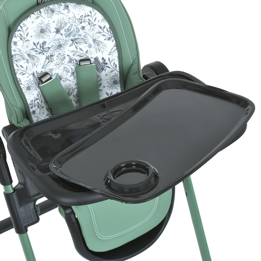 El Camino Crystal ME 1037-B - стільчик для годування на колесах (чохол з екошкіри, м'який матрацик, захист від сповзання) • Green