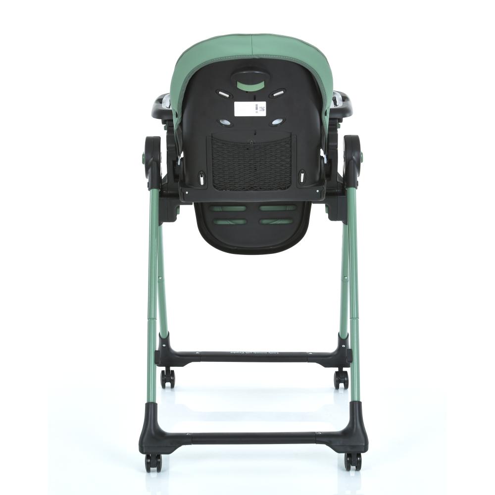 El Camino Crystal ME 1037-B - стільчик для годування на колесах (чохол з екошкіри, м'який матрацик, захист від сповзання) • Green