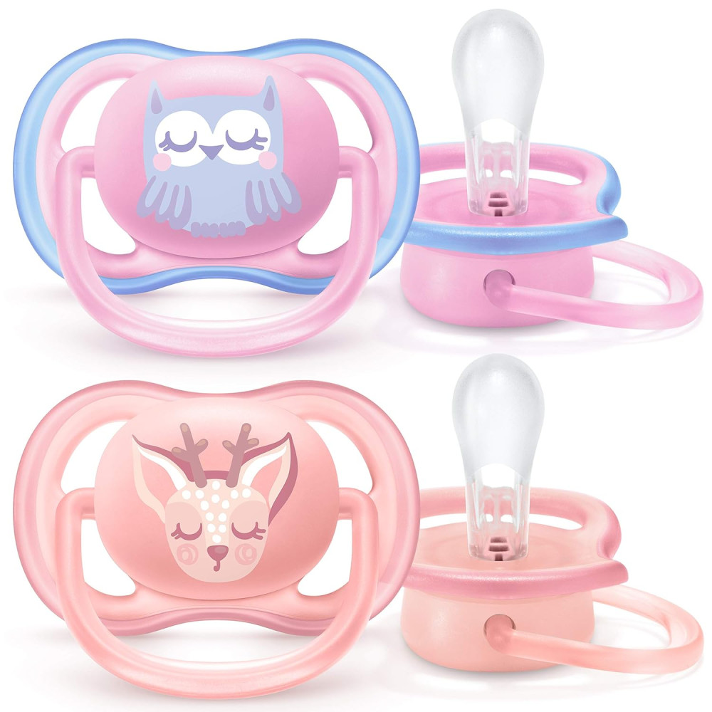 Пустышка Philips Avent Ultra-Air с декором для девочки, 0-6 м (SCF085/02)
