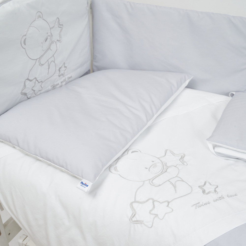 Постільний комплект Twins Dolce Loving bear 7 ел. білий/сірий (4075-DLB-10)