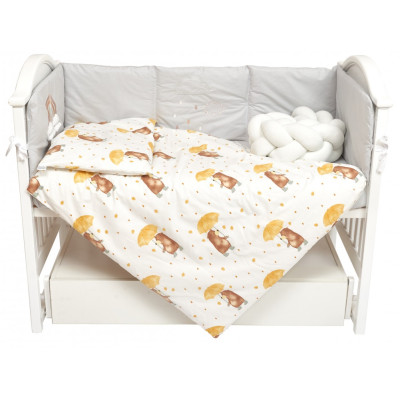 Постельный комплект Twins Fluffy Puffy 7 эл. серый/желтый (4076-TFP-1005U)