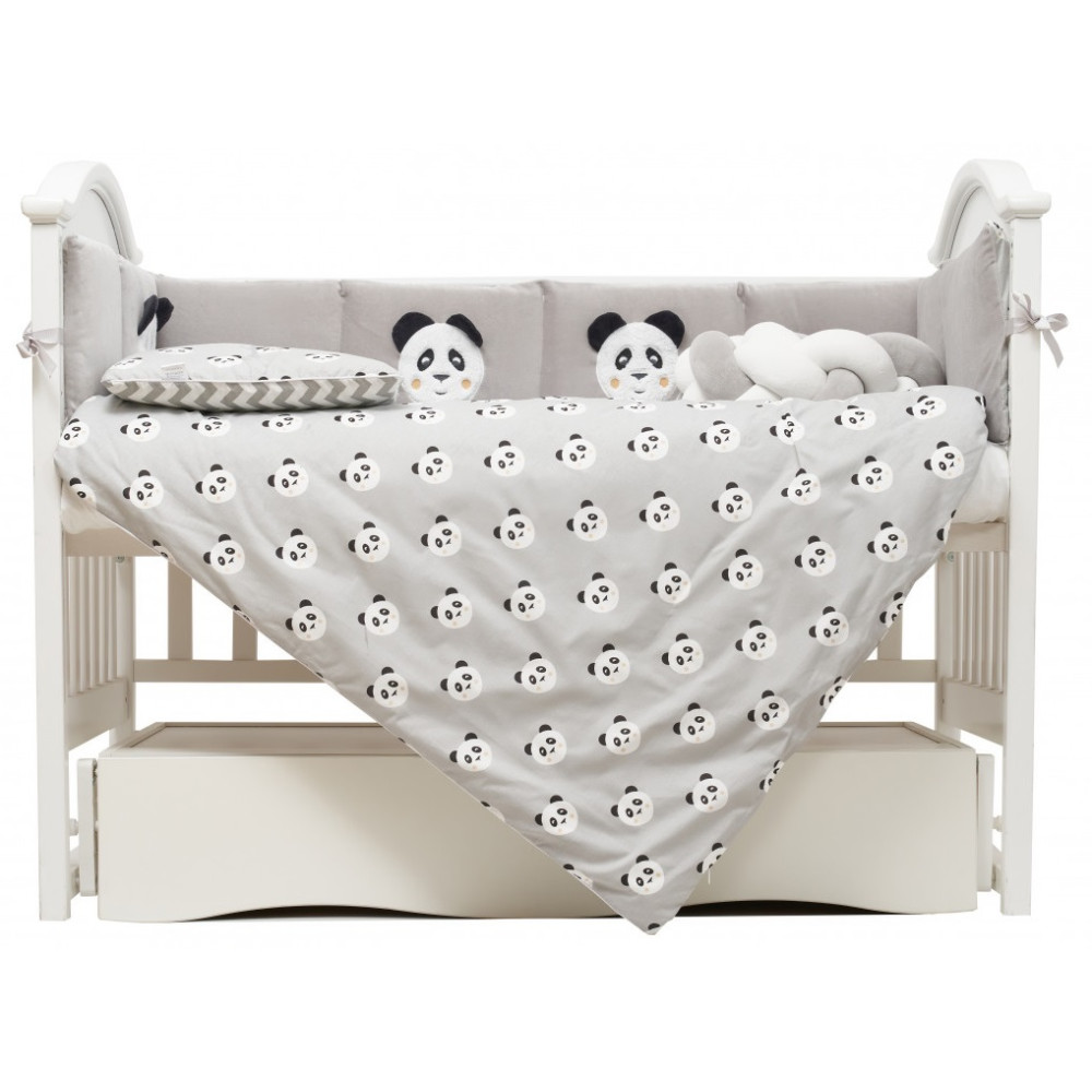 Постельный комплект Twins Panda 7 эл. серый (4075-TP-10)