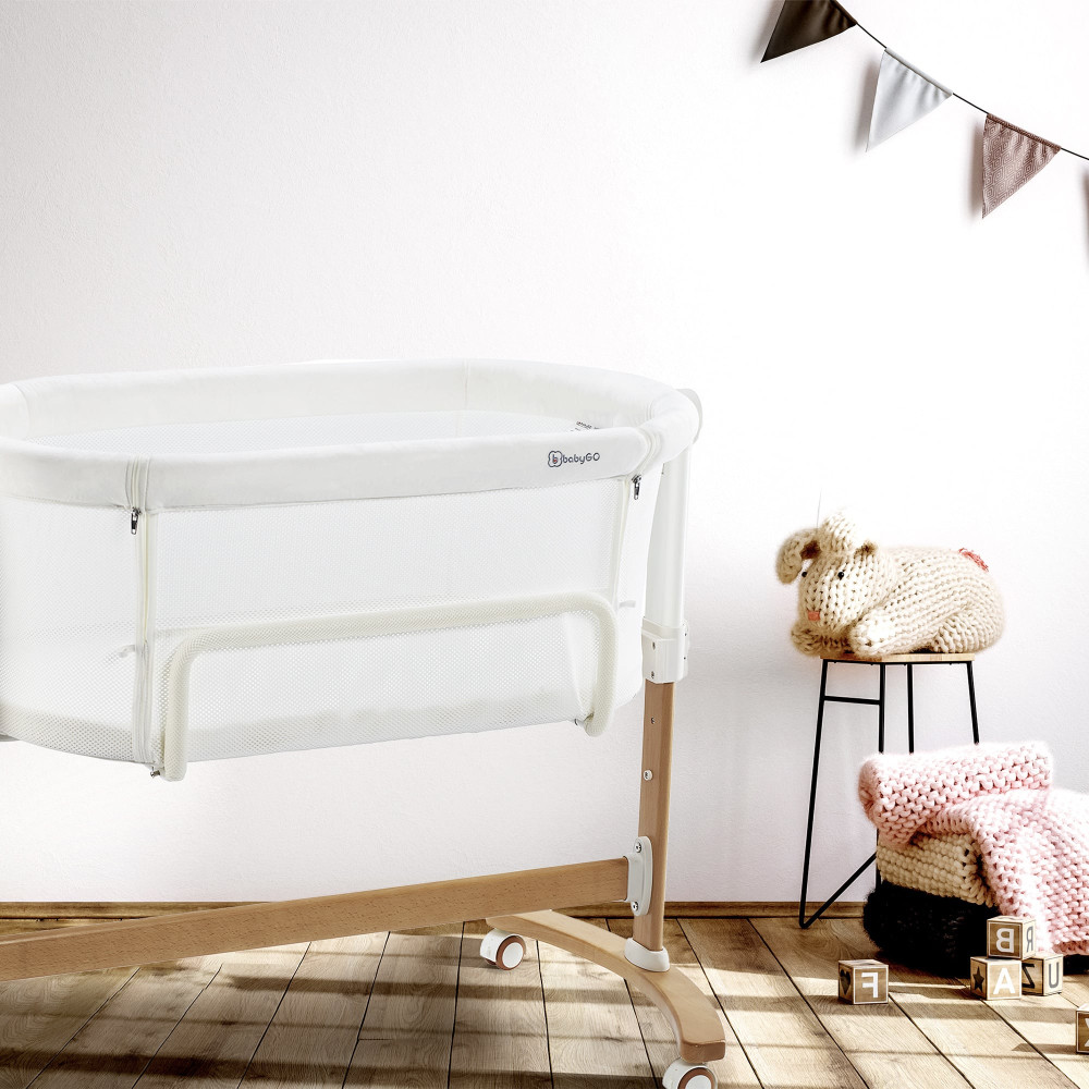 Дитяче приставне ліжечко 2в1 BabyGo Amila, крем (4151)