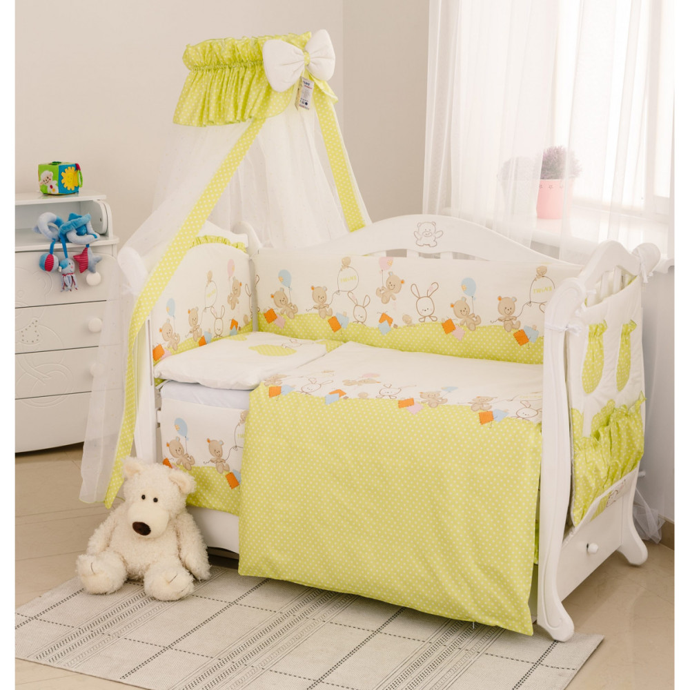 Постільний комплект Twins Standard Basic Горошки 8 ел. зелений (4050-CB-022)