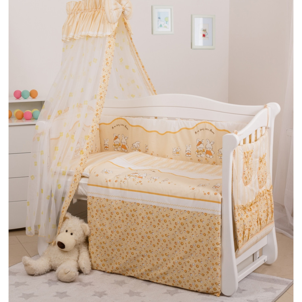 Постільний комплект Twins Standard Basic Зайчики зі смужками 8 ел. жовтий (4050-CB-023)