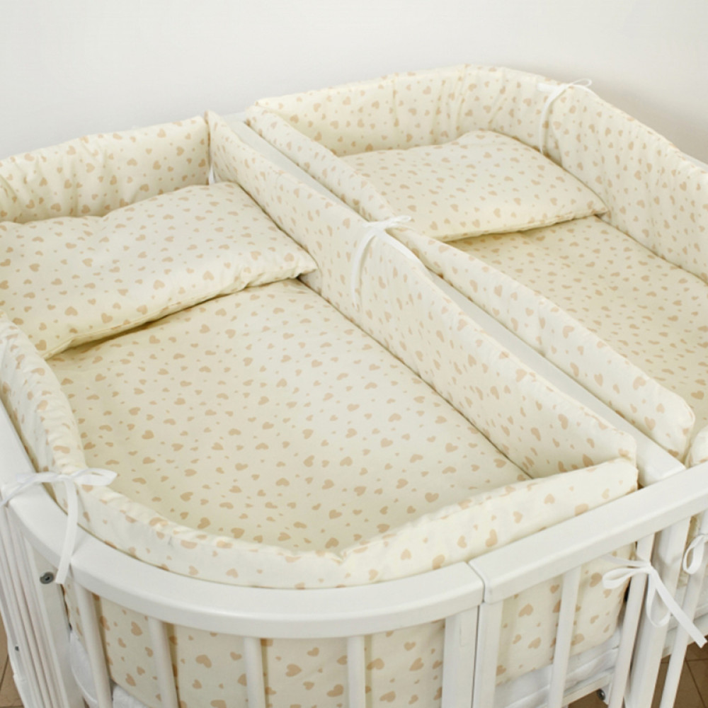 Постільний комплект для двійнят Twins Серця 14 ел. бежевий (4000-T-403-02)
