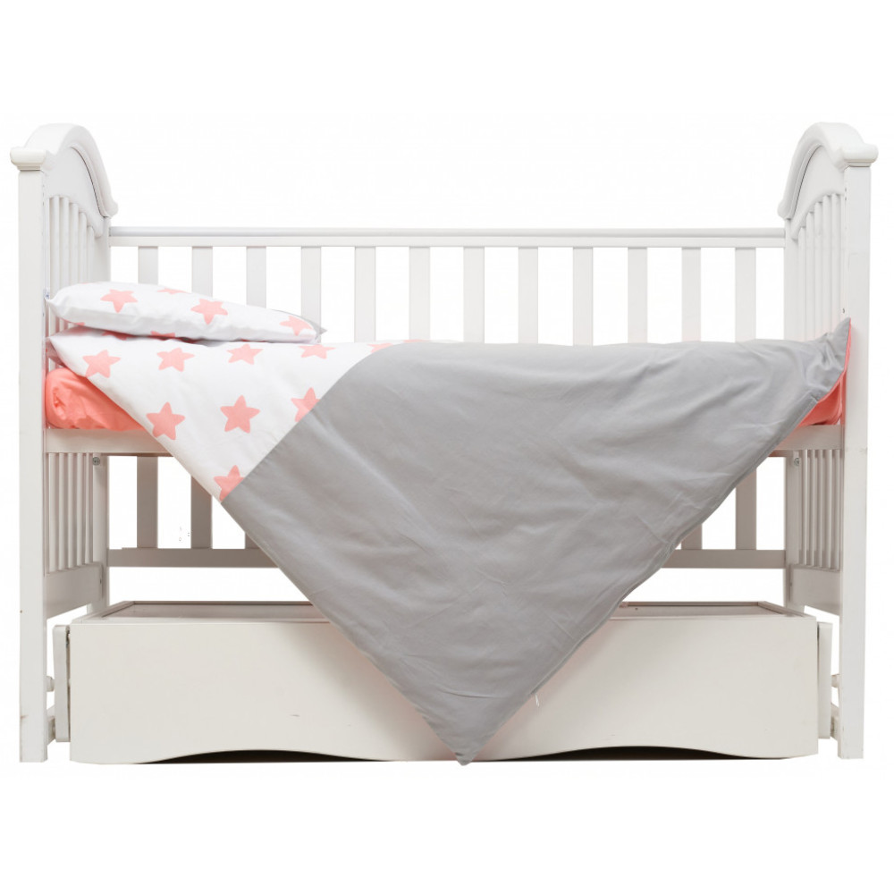 Сменная постель Twins Eco Stars, 3 эл. белый/розовый (3090-TS-15)