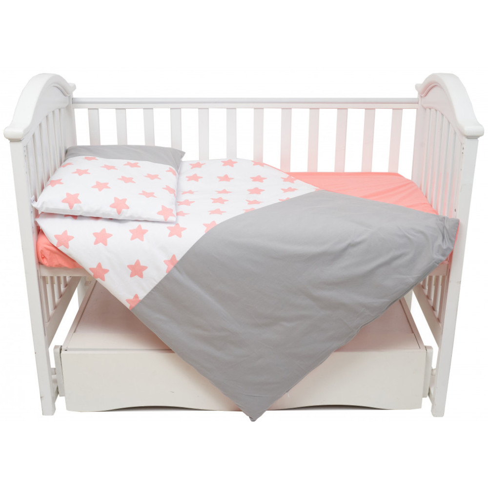 Сменная постель Twins Eco Stars, 3 эл. белый/розовый (3090-TS-15)
