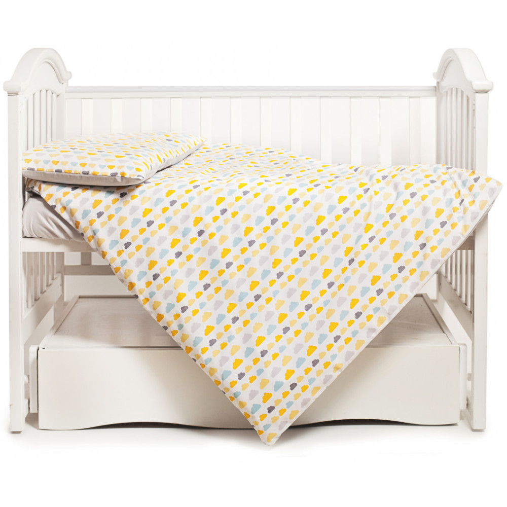 Змінна постіль Twins Happy Clouds yellow, 3 ел. сірий/жовтий (3033-TH-30205)