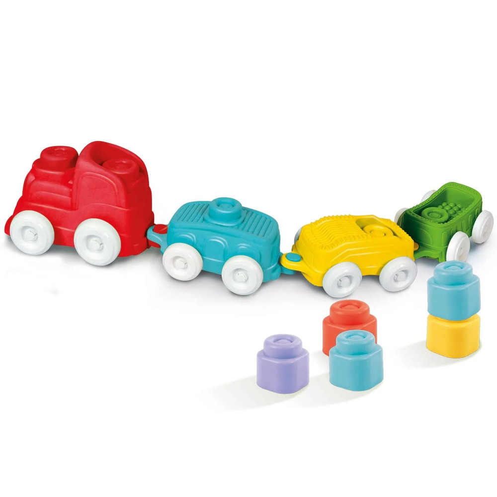 Игровой набор с конструктором Clementoni Sensory Train, серия Soft Clemmy (17424)