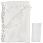 Плед Twins мусліновий 4-х шаровий + серветка, білий (1620-PM-100х100-01)