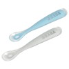 Набор силиконовых эргономичных ложек Beaba 4+, голубой/серый, 2 шт. (913468)
