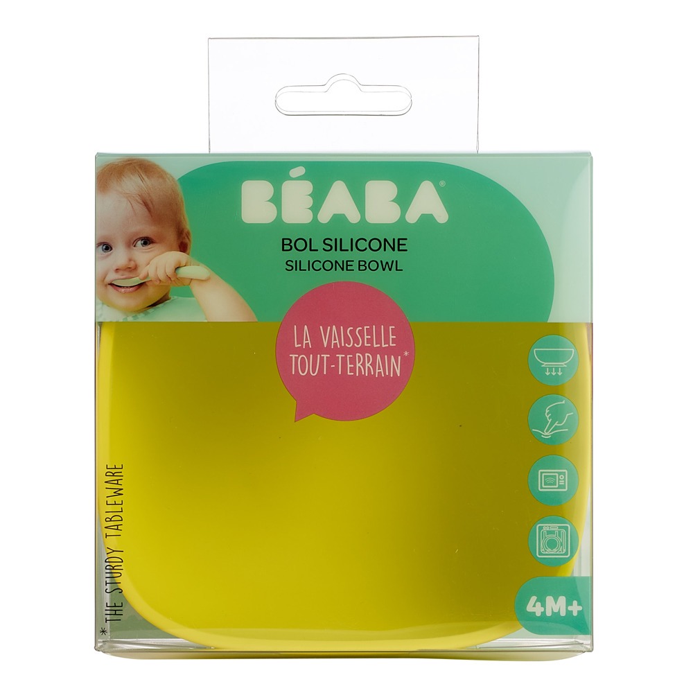 Силиконовая миска на присоске Beaba, неон (913432)