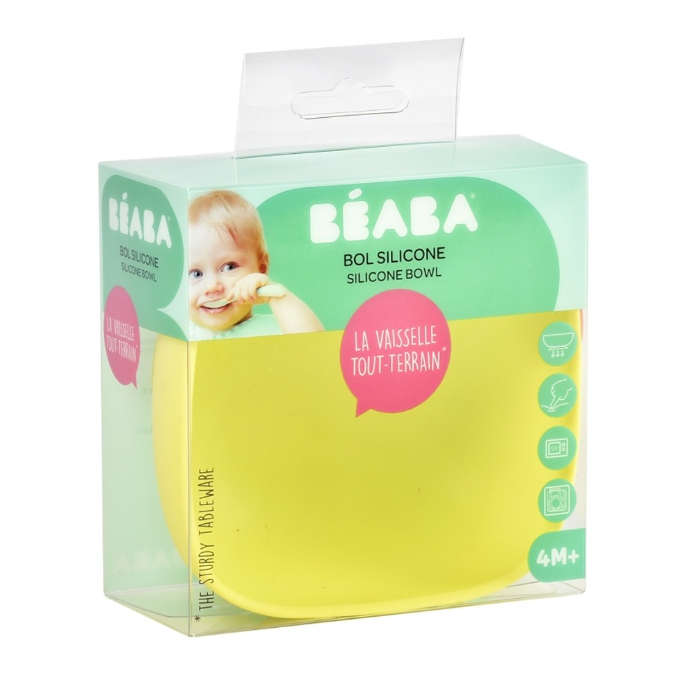Силиконовая миска на присоске Beaba, неон (913432)