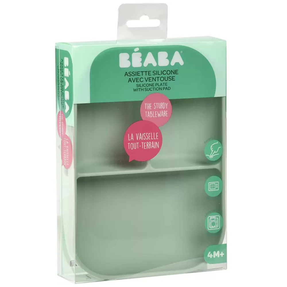 Тарілка силіконова порційна Beaba, зелений (913549)
