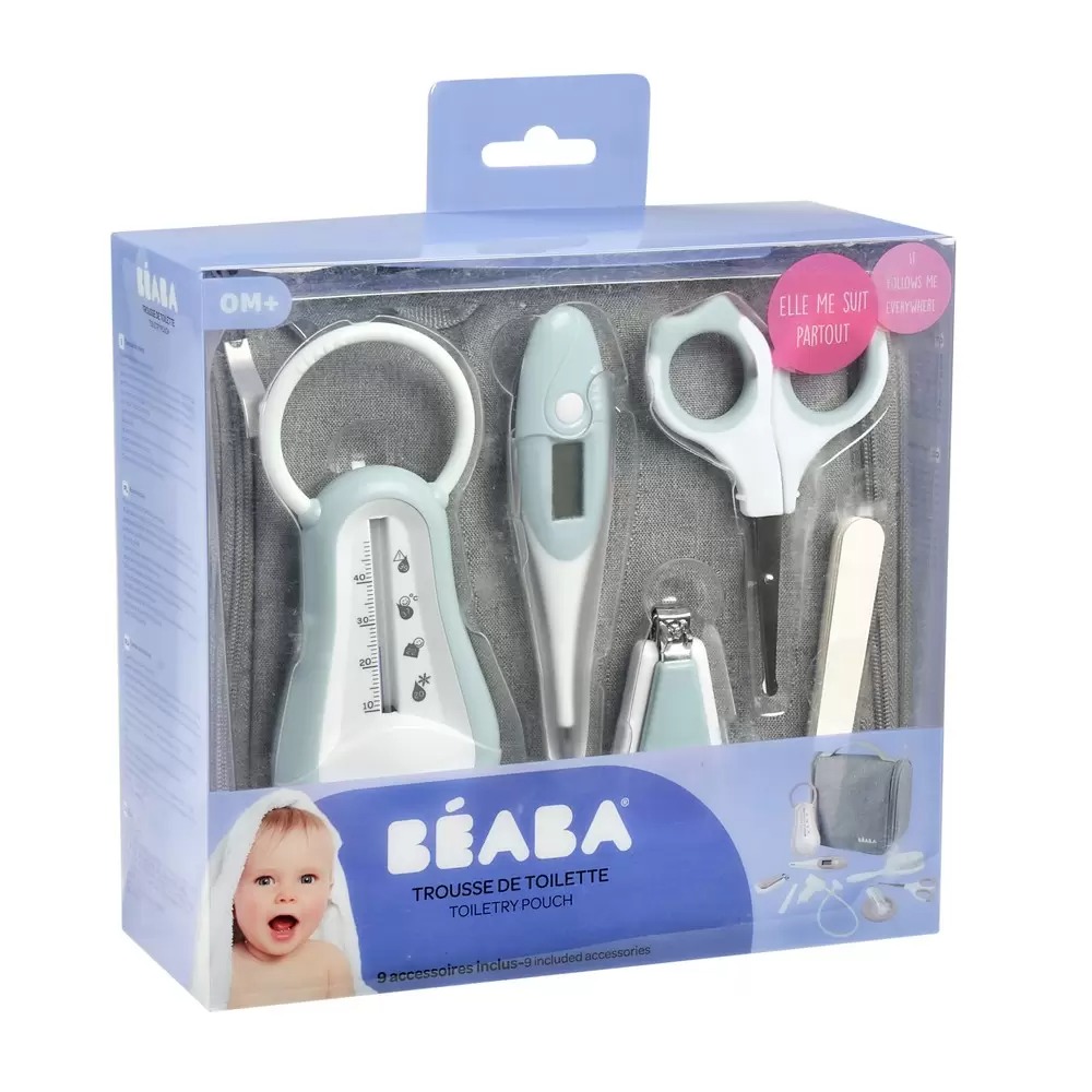 Косметичка з туалетним приладдям Beaba, сірий/зелений (920381) Косметичка з туалетним приладдям Beaba, сірий/зелений (920381)