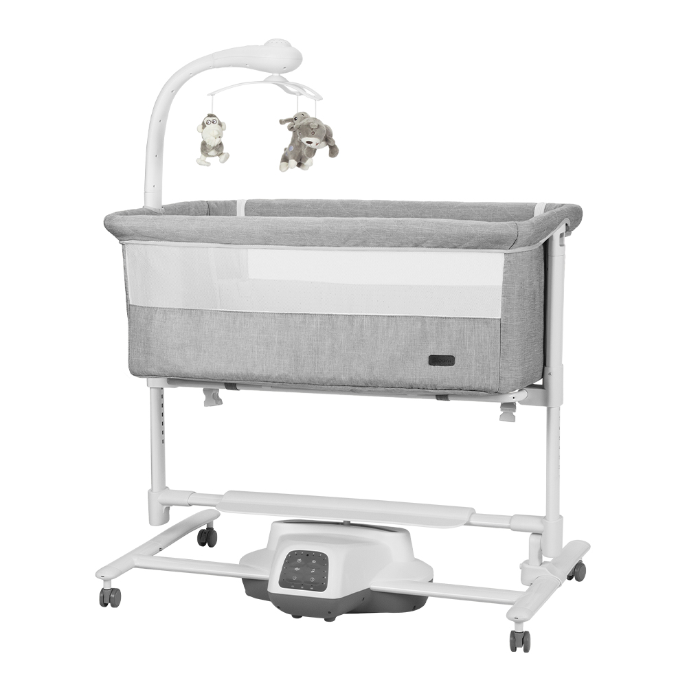 Carrello Bloom CRL-10304 - приставная кроватка-качели 3 в 1, регулировка по высоте, пульт управления таймером, режимом качания и скоростью • Anchor Grey