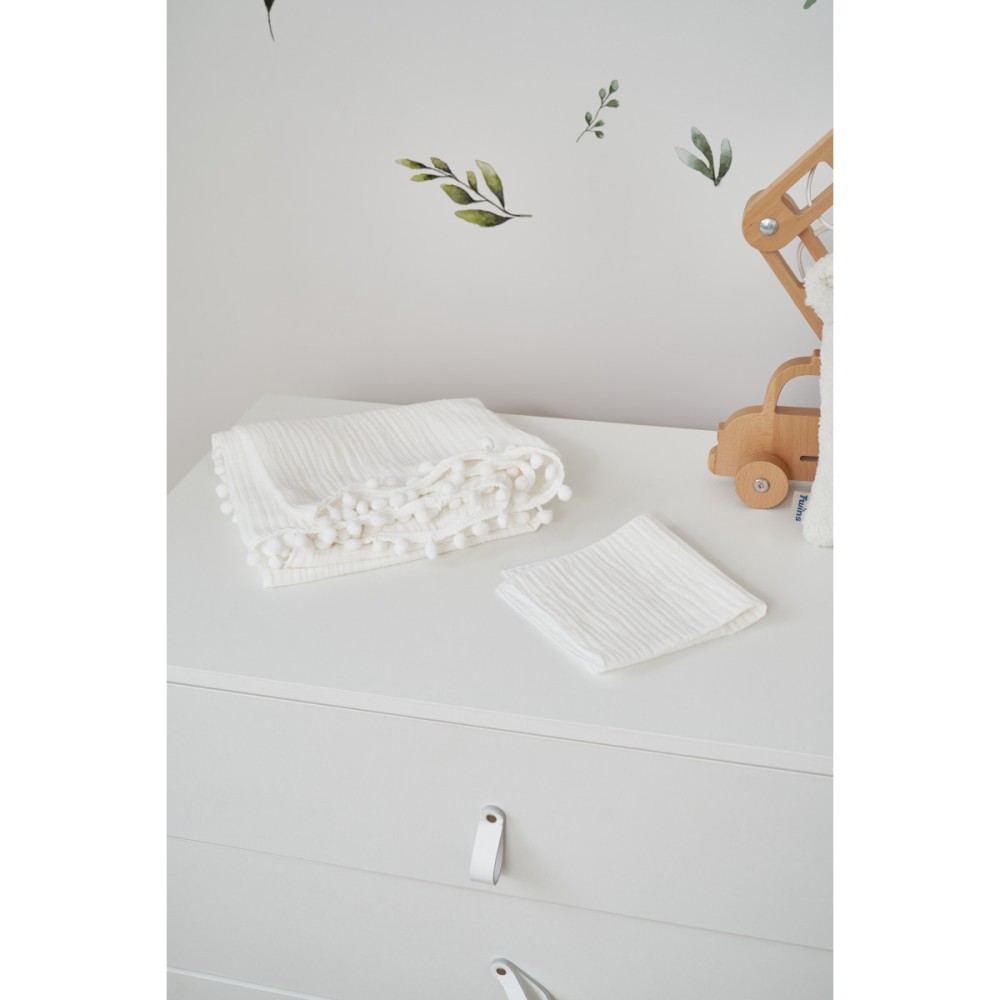 Плед Twins муслиновый 4-х слойный + салфетка, беж светлый (1620-PM-100х100-202)