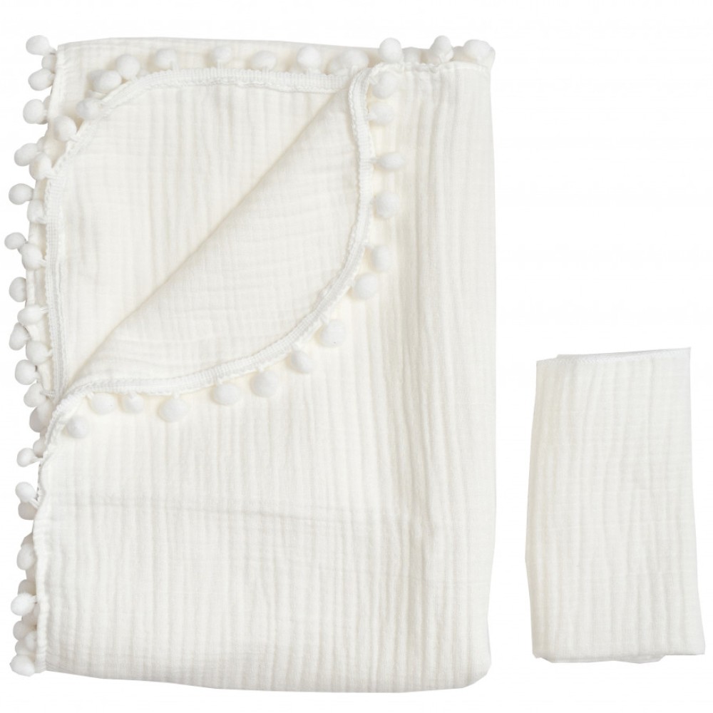 Плед Twins муслиновый 4-х слойный + салфетка, беж светлый (1620-PM-100х100-202)