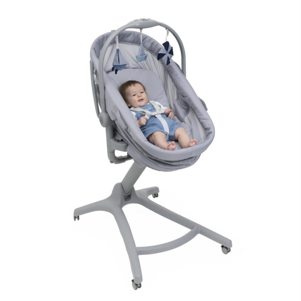 Chicco Baby Hug Pro 5 в 1 - детская кроватка для новорожденных, шезлонг, переносная кроватка, стульчик для кормления малышей и детей постарше • Earl Grey (87076.40)