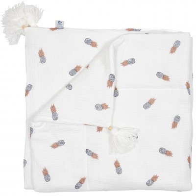 Плед Twins муслиновый Ананас 90x90 утепленный, беж светлый (1611-PMУ90х90-202A)