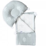 Плед и подушка Twins муслин 100х80 Кактусы, белый/серый (1421-TMPO-10K)