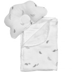 Плед и подушка Twins муслин маршмелоу Перышко 110х80, белый (1411-TMPO-22)