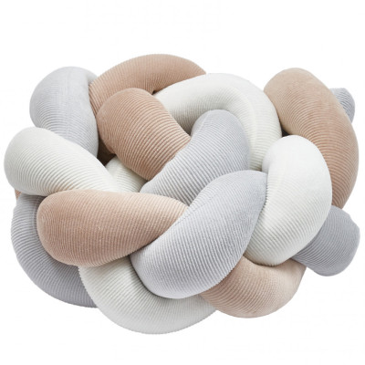 Бампер - косичка Twins Ego 3-х прядна 220 см, сірий/беж (2020-K3-220E-1002)