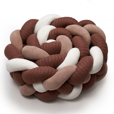 Бампер - косичка Twins Pastel 4-х прядна 240 см, коричневий (2020-K4-240P-07)