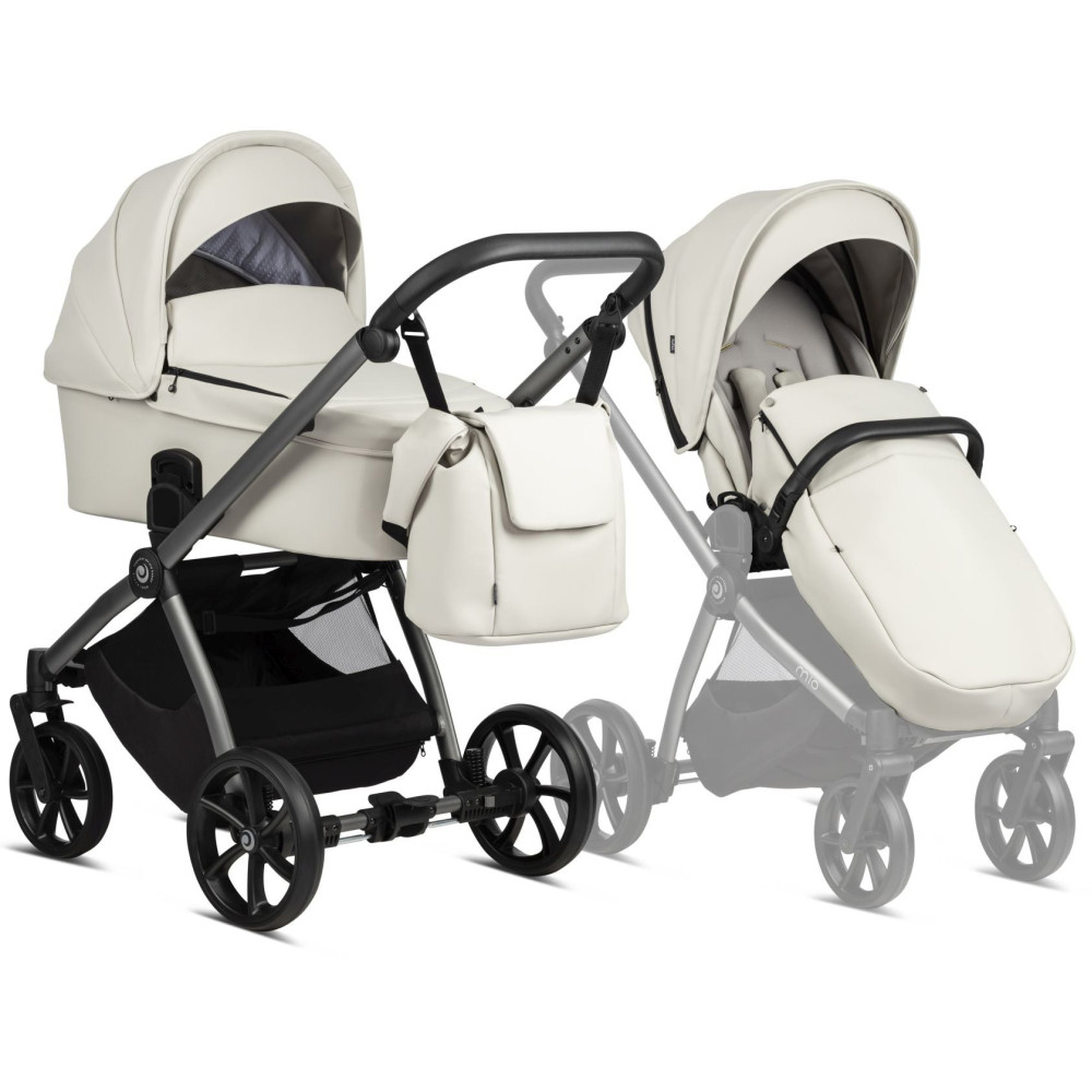 Коляска 2 в 1 Tutis Mio Leather 057 Light grey