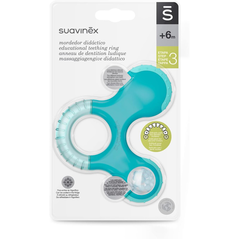 Прорізувач Suavinex з брязкальцем бірюзовий (400269/6)