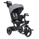 Turbo Trike MT 1002-8 - дитячий триколісний велосипед з батьківською ручкою, поворотне сидіння 360, складне кермо, ігрова панель, пластиковий кошик (від 1.5 до 3 років) • Світло-сірий