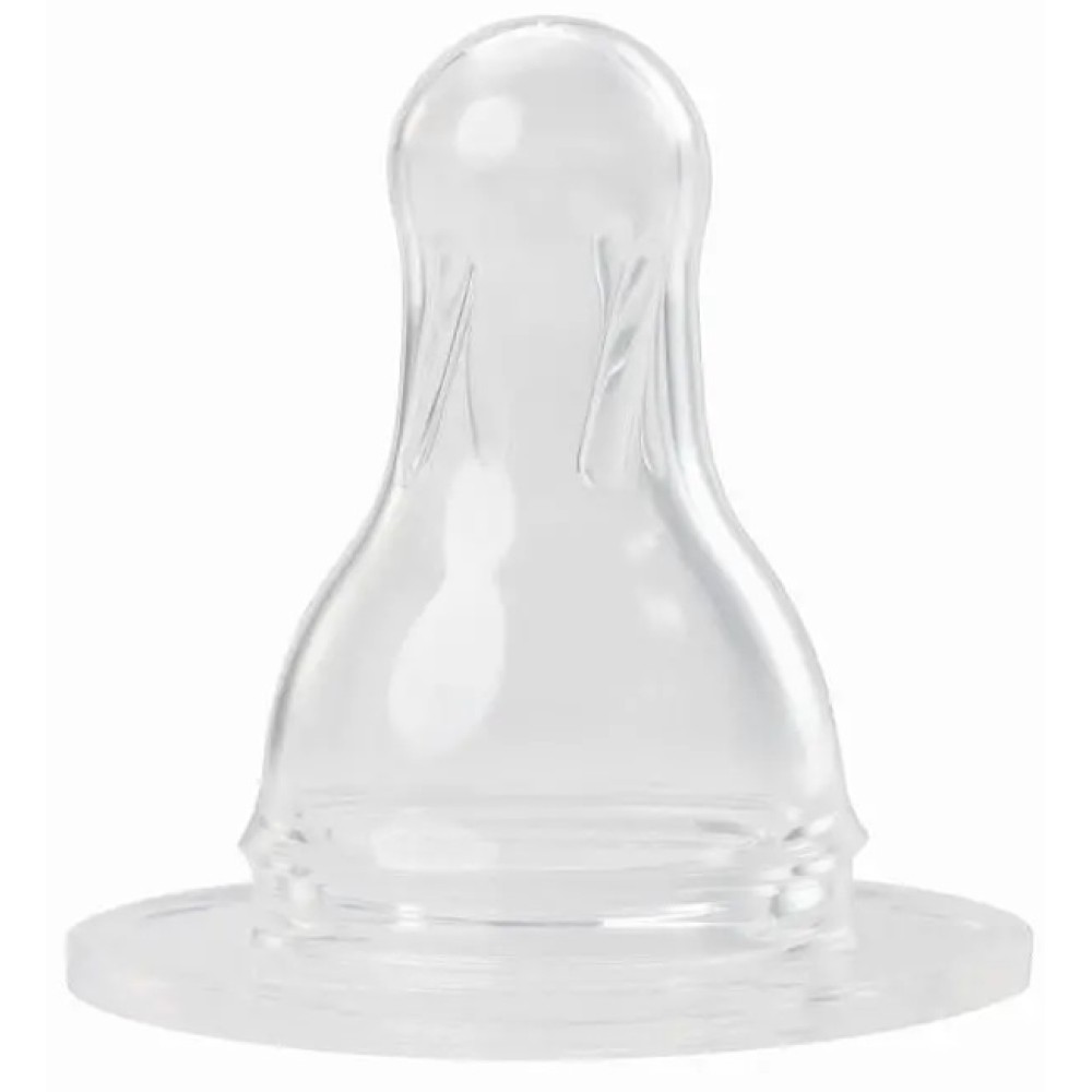 Соска силиконовая Baby-Nova круглая с узким горлышком для молока 0-24 мес, 2 шт (17302)