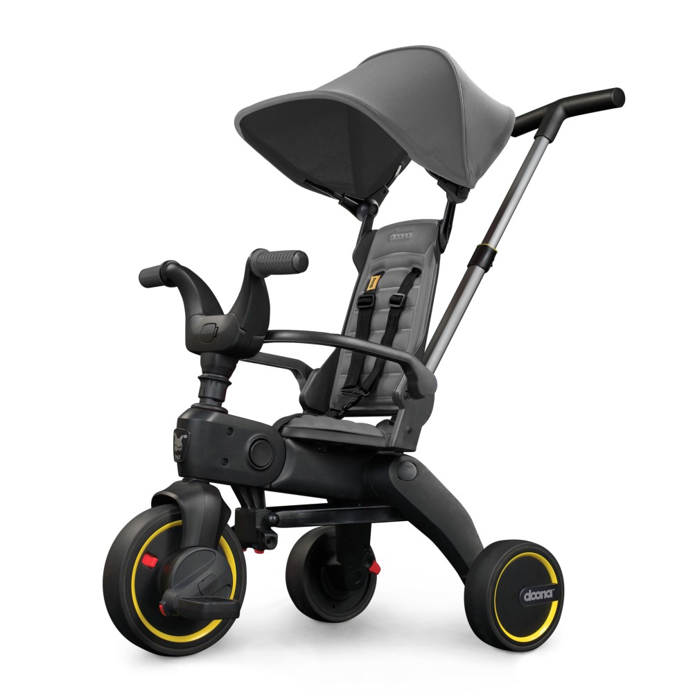 Doona Liki Trike S1 - складной детский трехколесный велосипед с родительской ручкой 5в1 (от 10 месяцев до 3 лет) • Grey Hound