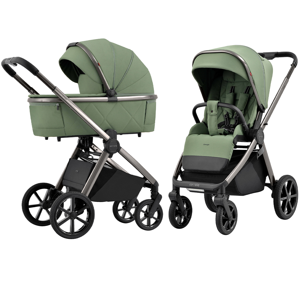 Carrello Omega CRL-6530/1 - детская коляска 2 в 1, всесезонная коляска с фонариком LED • Perfect Green