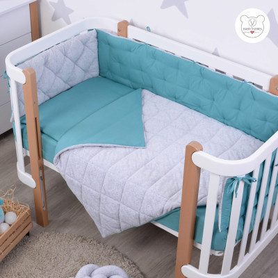 Постельный комплект Baby Veres Velour Grey-tiffany (5 элементов) (218.01) Постельный комплект Baby Veres Velour Grey-tiffany (5 элементов) (218.01)