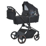 El Camino Persona ME 1091-B - легка дитяча коляска 2 в 1, всесезонна (подвійна вентиляція в люльці, компактний прогулянковий блок) • Black Art